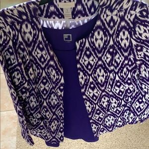 Chico’s Ikat  purple jacket with matching top